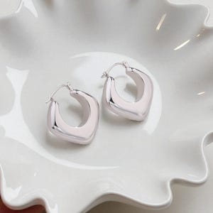925 Sterling Silver Hoop Earrings: Gold/White Gold Plated Statement Jewelry