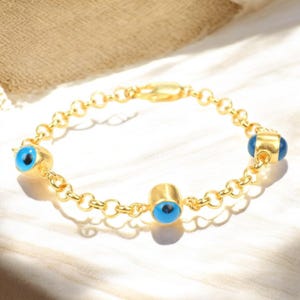 Vergoldete Sterling Silber Evil Eye Armband - Doch Kette
