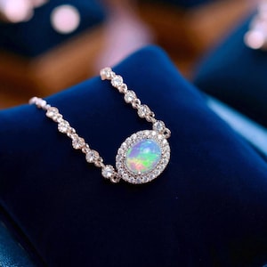 925 Sterling Silber Opal Armband | Natürlicher Opalstein Schmuck für Frauen | Luxus einstellbares Geschenk
