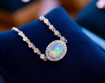 オパール宝石 925 スターリングシルバー ビーズブレスレット - 8インチ