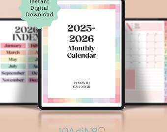 18-Month Digital & Printable Calendar 2025-2026 | Pastel Rainbow Planner PDF | US Letter, A4 | BONUS Phone and Desktop Wallpapers