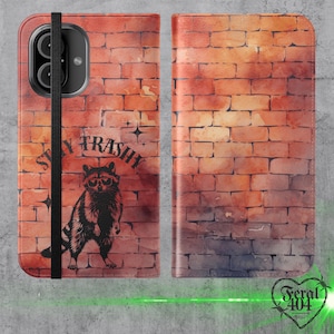 Wasbeer-flipcases, telefoonhoesje blijven vuil, schattig dierontwerp, leuk citaat, nieuwigheidscadeau, beschermende smartphonehoes, portemonnee, kaarthouder