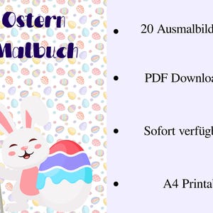 Ausmalbilder Ostern Kinder / Oster Malbuch PDF / 20 Seiten A4 Imprimible / Osterhase Malvorlagen / Descargar