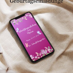 Digitale Geburtstagseinladung Schmetterling | Personalisierte Einladung Mädchen | Kindergeburtstag Printable PDF JPG