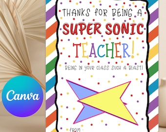 Teacher Appreciation Gift Card Holder: Super Sonic Printable (Digital Download)