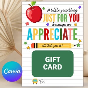 Teacher Appreciation Gift Card Holder, Printable Teacher Appreciation Week Gift, Daycare Teacher Gift Card, Last Day Of School Gift Card