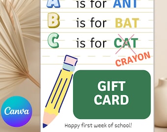 First Day Of School Gift Card Holder Printable, Back to School Printable Teacher Gift Card, Teacher Appreciation Gift Card Holder Printable