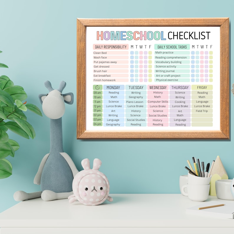 Editable Homeschool Schedule for Kids and Teens, Printable Homeschool Checklist Template, Daily Routine Chart, Homeschooling Reward Planner,Editable Homeschool Checklist, Printable, Digital, Homeschool Planner, Daily Schedule for Kids, Schoolday Routine, Student Template, PDF, Homeschool Checklist, Editable Homeschool Planner, Daily Schedule for Kids,  School Routine Printable, Daily Homeschool Checklist, Printable Homeschool Checklist Template, Homeschooling Planner, Editable in Canva