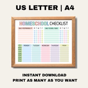 Editable Homeschool Schedule for Kids and Teens, Printable Homeschool Checklist Template, Daily Routine Chart, Homeschooling Reward Planner,Editable Homeschool Checklist, Printable, Digital, Homeschool Planner, Daily Schedule for Kids, Schoolday Routine, Student Template, PDF, Homeschool Checklist, Editable Homeschool Planner, Daily Schedule for Kids,  School Routine Printable, Daily Homeschool Checklist, Printable Homeschool Checklist Template, Homeschooling Planner, Editable in Canva