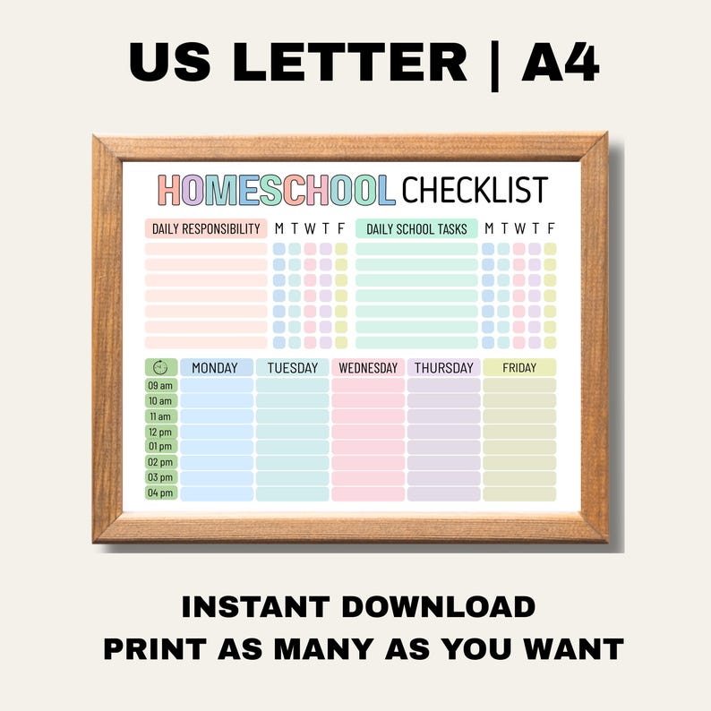 Editable Homeschool Schedule for Kids and Teens, Printable Homeschool Checklist Template, Daily Routine Chart, Homeschooling Reward Planner,Editable Homeschool Checklist, Printable, Digital, Homeschool Planner, Daily Schedule for Kids, Schoolday Routine, Student Template, PDF, Homeschool Checklist, Editable Homeschool Planner, Daily Schedule for Kids,  School Routine Printable, Daily Homeschool Checklist, Printable Homeschool Checklist Template, Homeschooling Planner, Editable in Canva