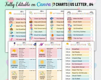 ADHD/ Neurodivergent Daily Routine Chart For Kids & Toddler, Printable Morning Evening Bedtime Daily Visual Schedule, Homeschool Checklist