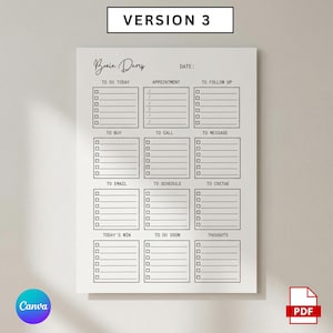 Editable ADHD Brain Dump, Printable Task List Template,  ADHD Daily Planner, Guided Planning Worksheets, Mind Clarity Sheet, Idea Organizer, adhd brain dump, adhd daily planner,  adhd planner, brain dump template, brain dump, brain dump planner, brain dump printable, task list, thought organizer, adult adhd planner, to do checklist