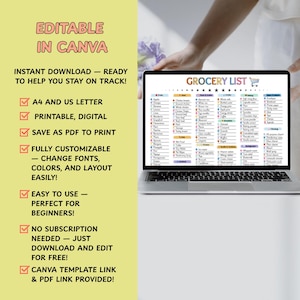 Editable Grocery List, Printable Master Grocery checklist, Blank Grocery template, Grocery Shopping List, Weekly meal planner Food Checklist, Grocery List Printable Colorful Grocery Shopping List Editable Master Grocery List, Grocery Checklist, Printable Grocery List, Editable Master grocery checklist, Online shopping list, Digital Grocery shopping list, Weekly meal planner Printable, Blank Grocery template, Food Tracker, Kitchen Checklist, Shopping Planner, Meal Prep Organizer, Pantry Inventory