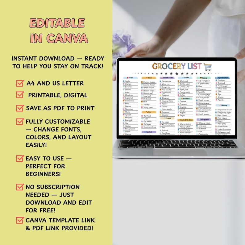Editable Grocery List, Printable Master Grocery checklist, Blank Grocery template, Grocery Shopping List, Weekly meal planner Food Checklist, Grocery List Printable Colorful Grocery Shopping List Editable Master Grocery List, Grocery Checklist, Printable Grocery List, Editable Master grocery checklist, Online shopping list, Digital Grocery shopping list, Weekly meal planner Printable, Blank Grocery template, Food Tracker, Kitchen Checklist, Shopping Planner, Meal Prep Organizer, Pantry Inventory