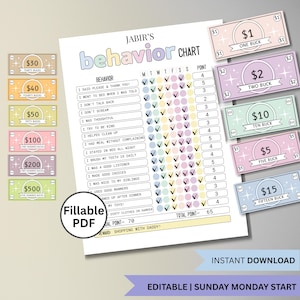 Behavior Chart for Kids, Teenagers, Tweens | Printable Teens Daily Behavior Chore Chart Tracker | Children's Good Behavior Chart at Home PDF