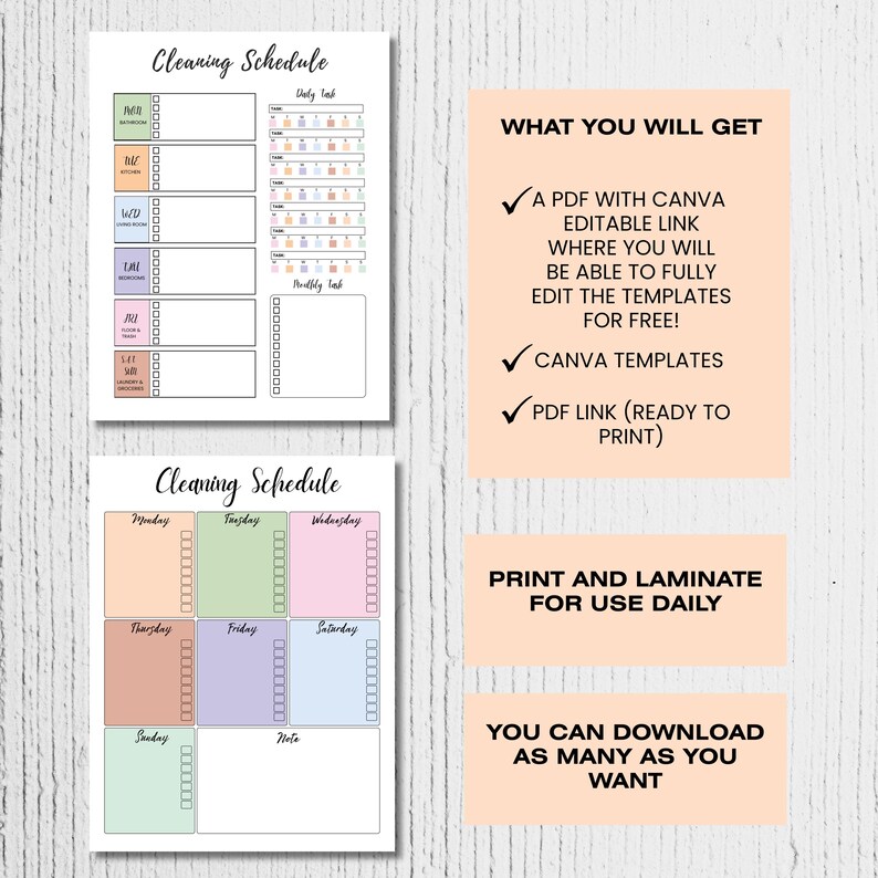 Editable Cleaning Schedule Checklist Printable, ADHD Daily Weekly ...