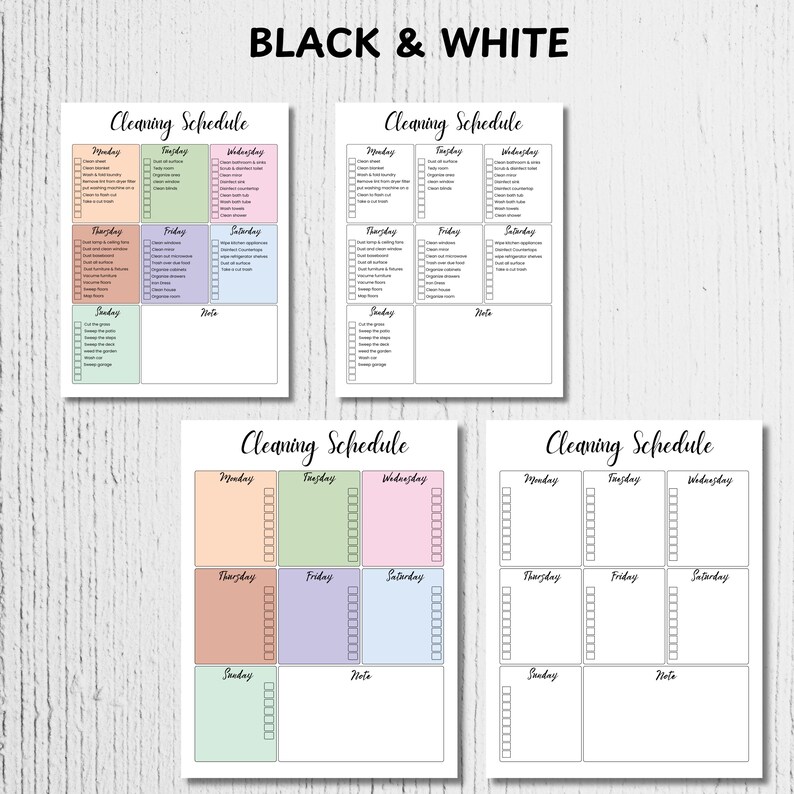 Editable Cleaning Schedule Checklist Printable, ADHD Daily Weekly ...