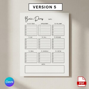 Editable ADHD Brain Dump, Printable Task List Template,  ADHD Daily Planner, Guided Planning Worksheets, Mind Clarity Sheet, Idea Organizer, adhd brain dump, adhd daily planner,  adhd planner, brain dump template, brain dump, brain dump planner, brain dump printable, task list, thought organizer, adult adhd planner, to do checklist
