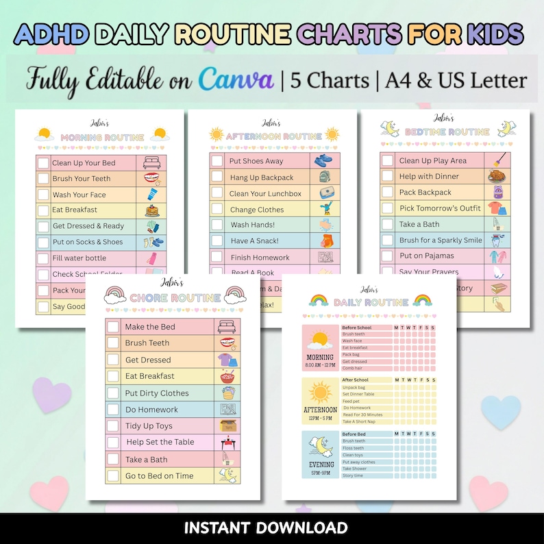 ADHD/ Neurodivergent Daily Routine Chart for Kids, Toddler, Printable ...