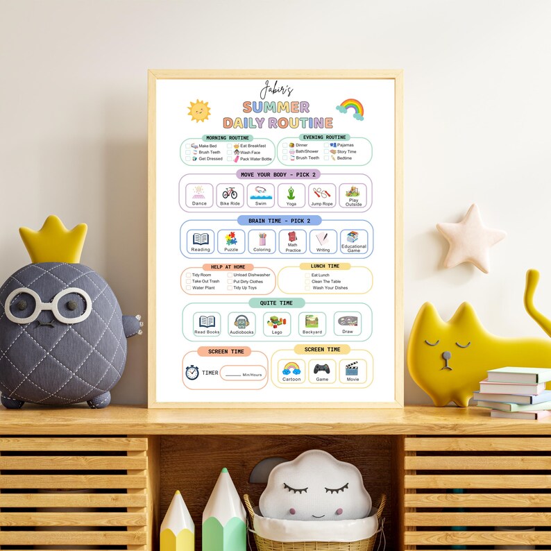 Summer Routine Pdf Editable Summer Daily Routine for Kids, Summer Chore Chart, Summer ...