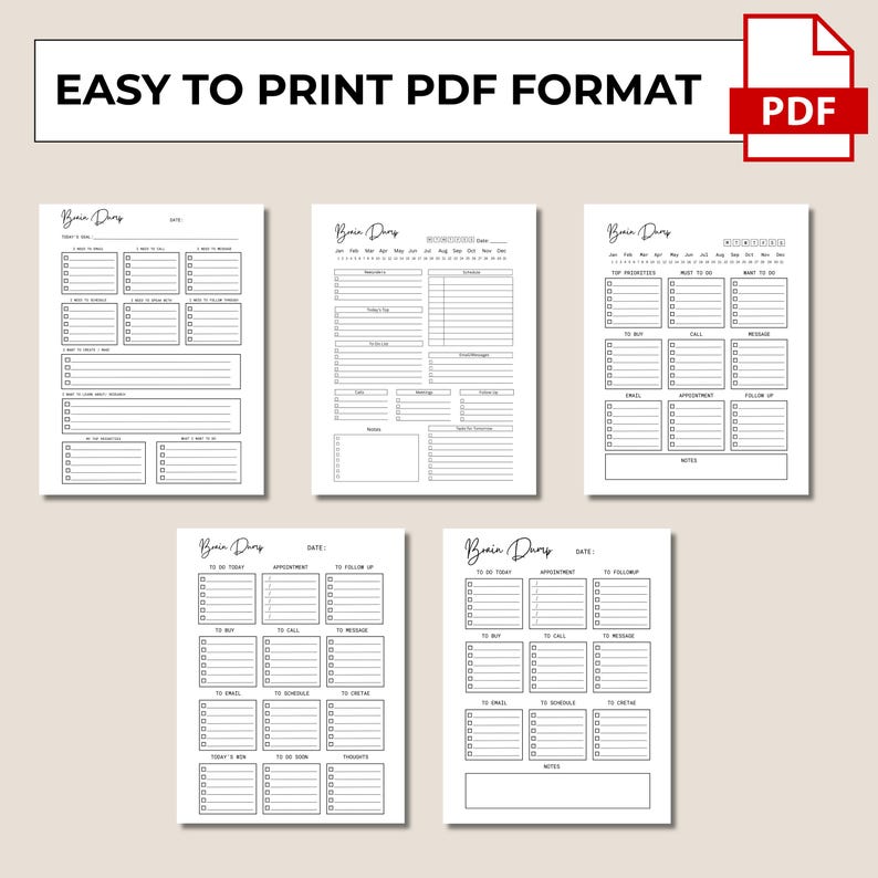 Editable ADHD Brain Dump, Printable Task List Template, ADHD Daily Planner, Guided Planning Worksheets, Mind Clarity Sheet, Idea Organizer image 10