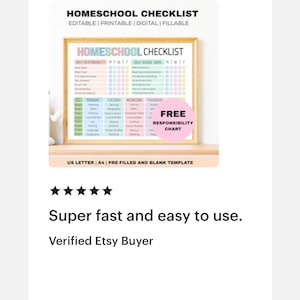 Editable Homeschool Checklist Template, Printable Homeschool Daily Schedule for Kids and Teens, Homeschooling Planner, Schoolday Routine PDF image 13
