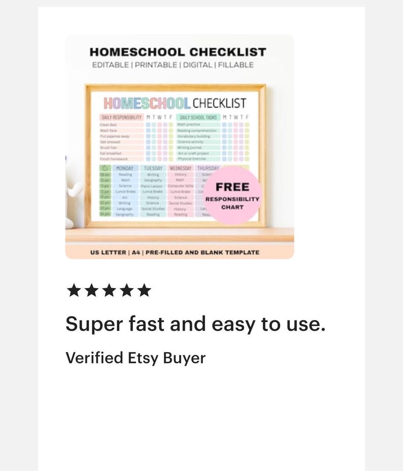 Editable Homeschool Checklist Template, Printable Homeschool Daily Schedule for Kids and Teens, Homeschooling Planner, Schoolday Routine PDF image 13