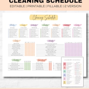 Editable Cleaning Schedule Checklist | ADHD Home Cleaning Planner | Daily Weekly Monthly Yearly Chart | Family Household & Kids Chores List