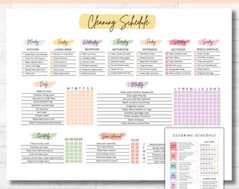 Editable Cleaning Schedule Checklist | ADHD Home Cleaning Planner | Daily Weekly Monthly Yearly Chart | Family Household & Kids Chores List