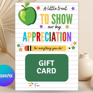 Porte-carte cadeau de remerciement pour enseignant, carte-cadeau de remerciement pour enseignant, carte-cadeau dernier jour d&#39;école, cadeau imprimable pour la semaine de reconnaissance des enseignants
