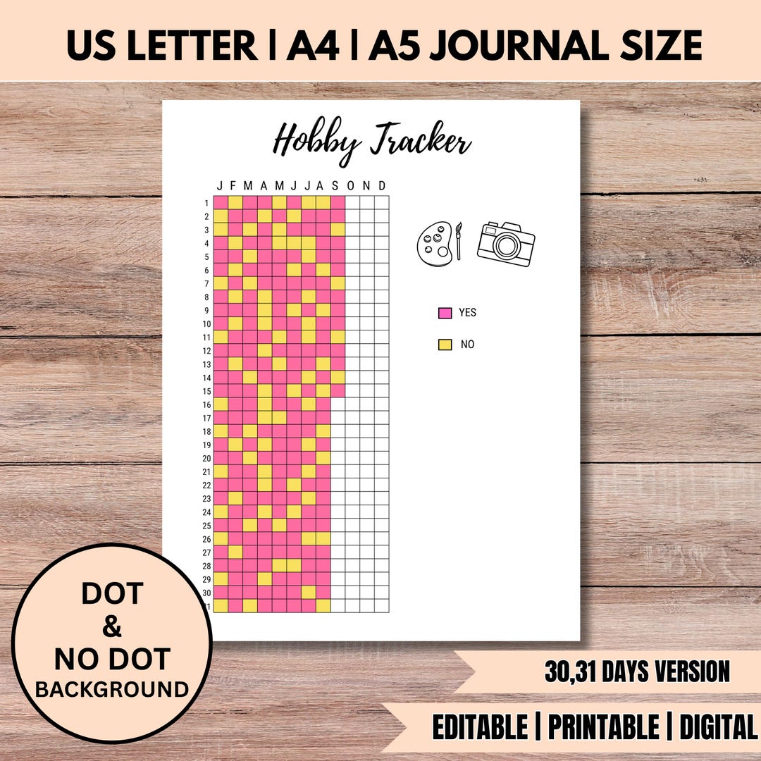 Fun Paper Trackers Hobby Tracker, Habit Tracker, Printable Hobby Journal Page, Goal ...