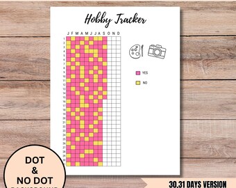 Hobby Tracker, Habit Tracker, Printable Hobby Journal Page, Goal Tracker, Fun Tracker, Wellness Tracker, Wellness Journal Daily Activity PDF