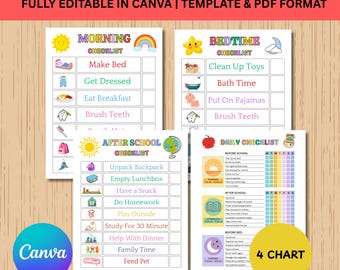 ADHD/ Neurodivergent Daily Routine Chart For Kids & Toddler, Printable Morning Evening Bedtime Daily Visual Schedule, Homeschool Schedule