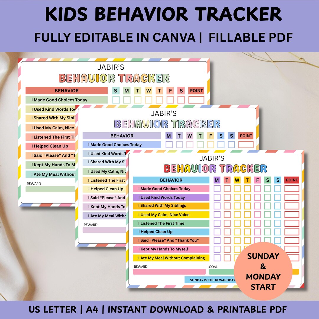 Adhd Kids Behavior Chart, Behavior Tracker for Kids, Toddlers, Teens ...