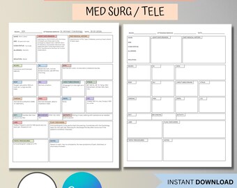 Nursing Report Sheet, Nurse Brain Sheet, RN Handoff Tool, Med Surg Nurse Report Sheet, Registered Patient Report Sheet, Canva Template, PDF