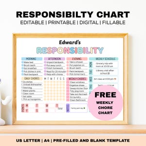 Takenschema voor kinderen: bewerkbare checklist voor verantwoordelijkheid (invulbare pdf- en canva-sjabloon)