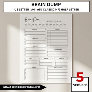 Planilha editável para anotações sobre TDAH, modelo de lista de tarefas imprimível, planejador diário para TDAH, planilhas de planejamento guiado, folha para clareza mental, organizador de ideias