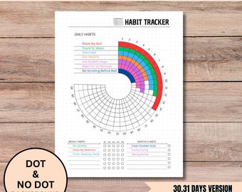 Habit Tracker Printable, Monthly Tracker Journal Page, Monthly Goal Tracker, Fitness Tracker, Health Tracker, Printable Planner Inserts Page