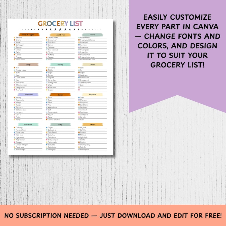 Editable Grocery List, Printable Master Grocery checklist, Blank Grocery template, Grocery Shopping List, Weekly meal planner Food Checklist, Grocery List Printable Colorful Grocery Shopping List Editable Master Grocery List, Grocery Checklist, Printable Grocery List, Editable Master grocery checklist, Online shopping list, Digital Grocery shopping list, Weekly meal planner Printable, Blank Grocery template, Food Tracker, Kitchen Checklist, Shopping Planner, Meal Prep Organizer, Pantry Inventory
