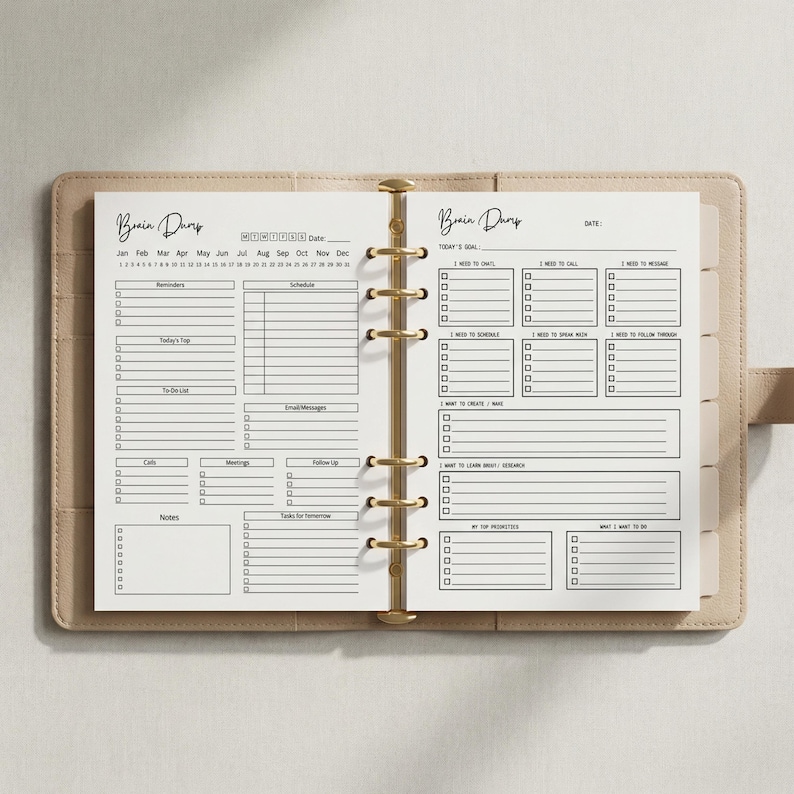 Editable ADHD Brain Dump, Printable Task List Template,  ADHD Daily Planner, Guided Planning Worksheets, Mind Clarity Sheet, Idea Organizer, adhd brain dump, adhd daily planner,  adhd planner, brain dump template, brain dump, brain dump planner, brain dump printable, task list, thought organizer, adult adhd planner, to do checklist