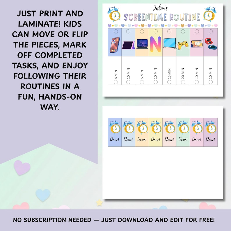 Buy Kids Flip Routine Chart Editable, Printable Daily Morning Evening ...