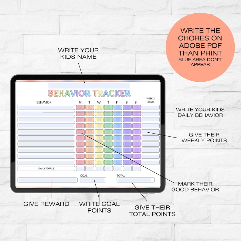 Editable Kids Behavior Chart | Reward, Chore & Habit Tracker (PDF) - Etsy