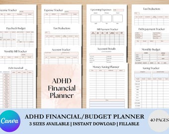 ADHD-Friendly Budget Planner: Weekly, Monthly, Yearly Finance Tracker (Digital Download, PDF)