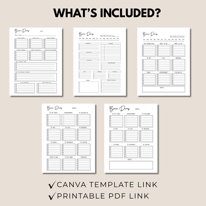 Editable ADHD Brain Dump, Printable Task List Template, ADHD Daily Planner, Guided Planning Worksheets, Mind Clarity Sheet, Idea Organizer image 8