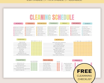 Editable ADHD Cleaning Schedule Checklist, Weekly House Chores, Clean Home Routine, Monthly Cleaning List, Printable Home Cleaning Chart PDF