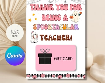 Halloween Teacher Gift Card Holder Printable, Spooktacular Teacher Halloween Gift Card Holder, Halloween Coffee Gift Card, Teacher Gift Card