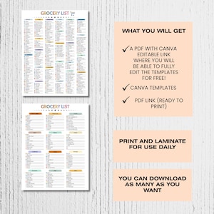 Editable Grocery List, Printable Master Grocery checklist, Blank Grocery template, Grocery Shopping List, Weekly meal planner Food Checklist, Grocery List Printable Colorful Grocery Shopping List Editable Master Grocery List, Grocery Checklist, Printable Grocery List, Editable Master grocery checklist, Online shopping list, Digital Grocery shopping list, Weekly meal planner Printable, Blank Grocery template, Food Tracker, Kitchen Checklist, Shopping Planner, Meal Prep Organizer, Pantry Inventory