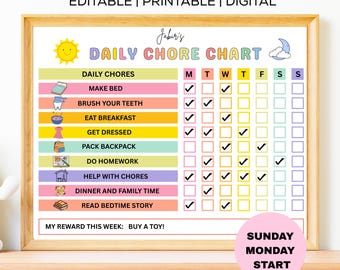 ADHD/ Neurodivergent Daily Routine Chart For Kids & Toddler, Teens, Pre-Teens, Printable Daily Visual Schedule, Homeschool Schedule, Canva