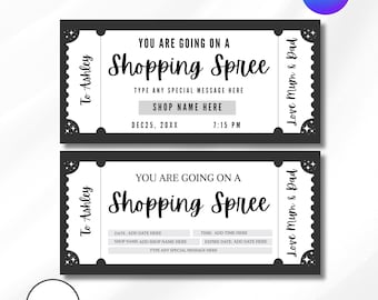 Shopping Spree Gift Voucher Editable, Printable Surprise Gift Coupon, Birthday Shopping Trip Certificate, Personalized Gift Card Template