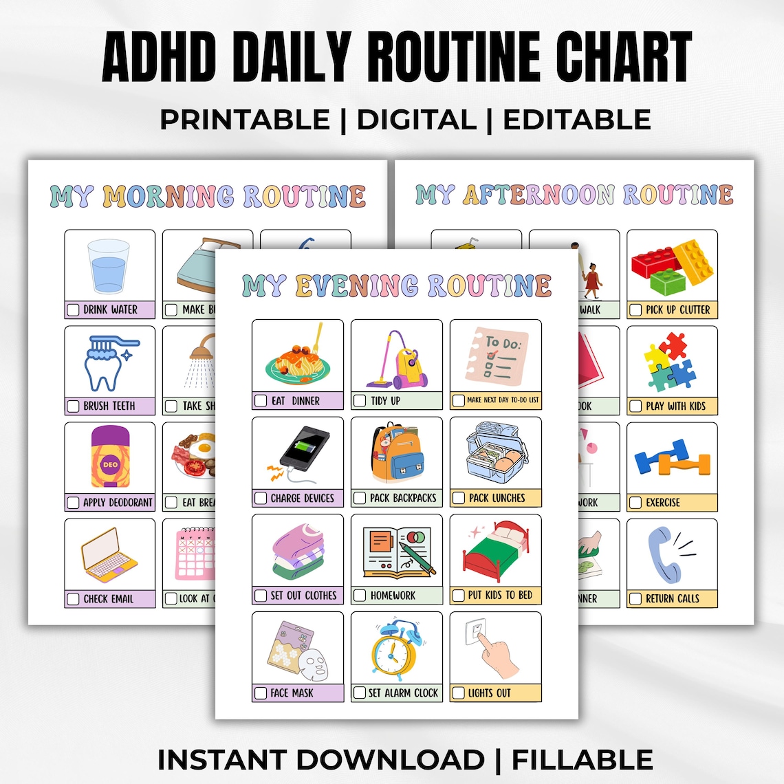 ADHD/ Neurodivergent Daily Visual Schedule, Family Routine Cards ...